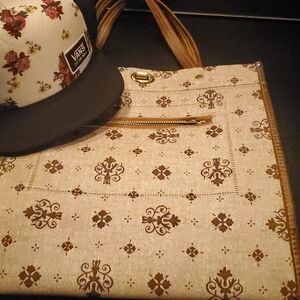 Vans Floral Beige and Brown Tote
